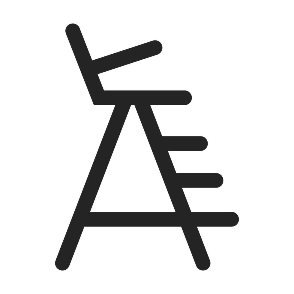 Lifeguard chair icon in thick outline style. Black and white monochrome vector illustration