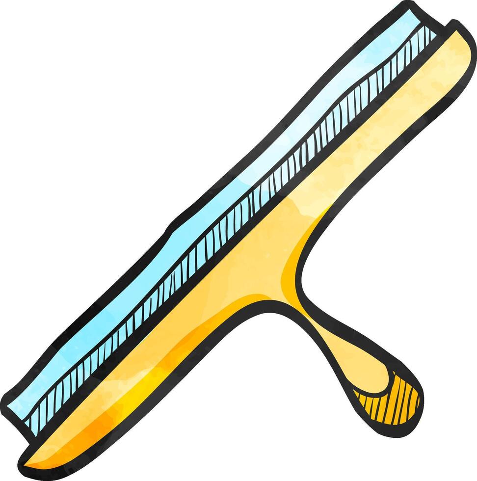 Glass scraper icon in color drawing. Household industrial cleaner office vector