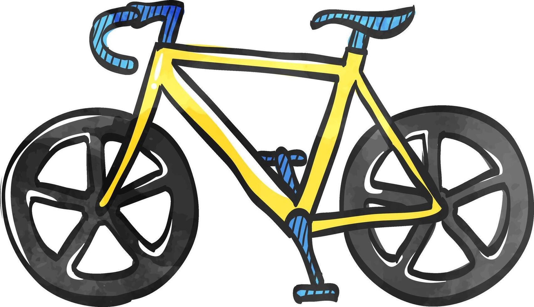 Road bicycle icon in color drawing. Sport, race, cycling, speed vector