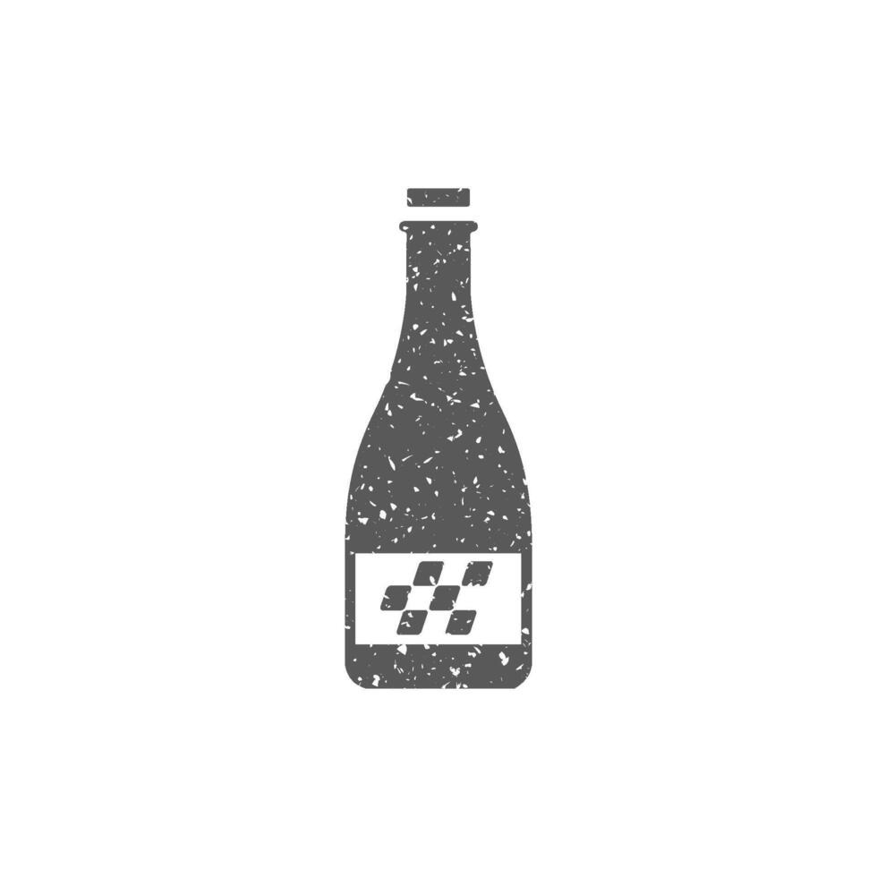 Champagne icon in grunge texture vector illustration