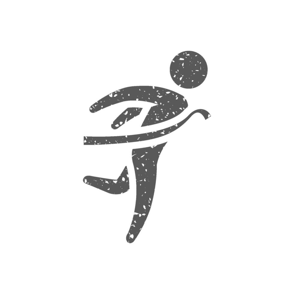 Finish line icon in grunge texture vector illustration