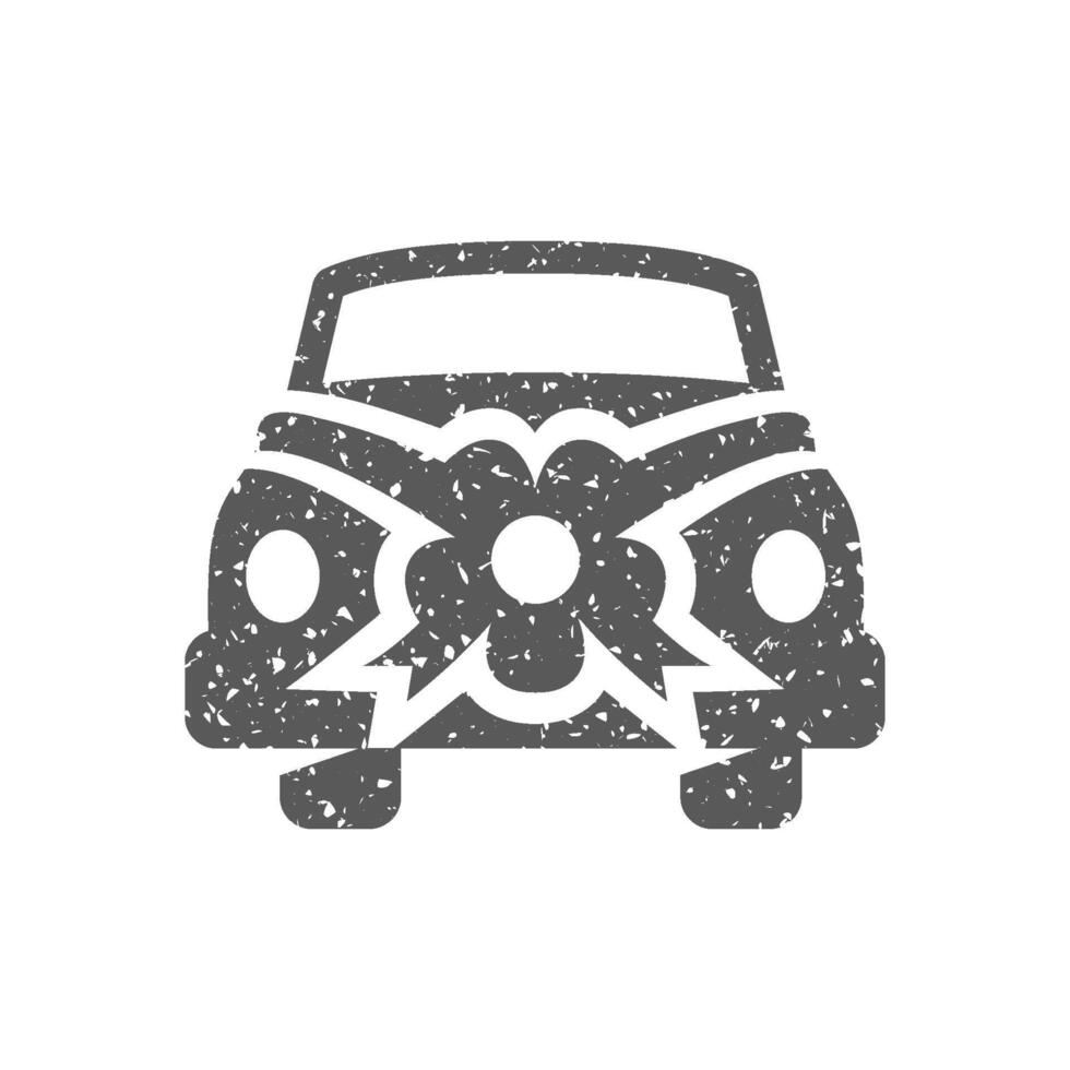 verde coche icono en grunge textura vector ilustración