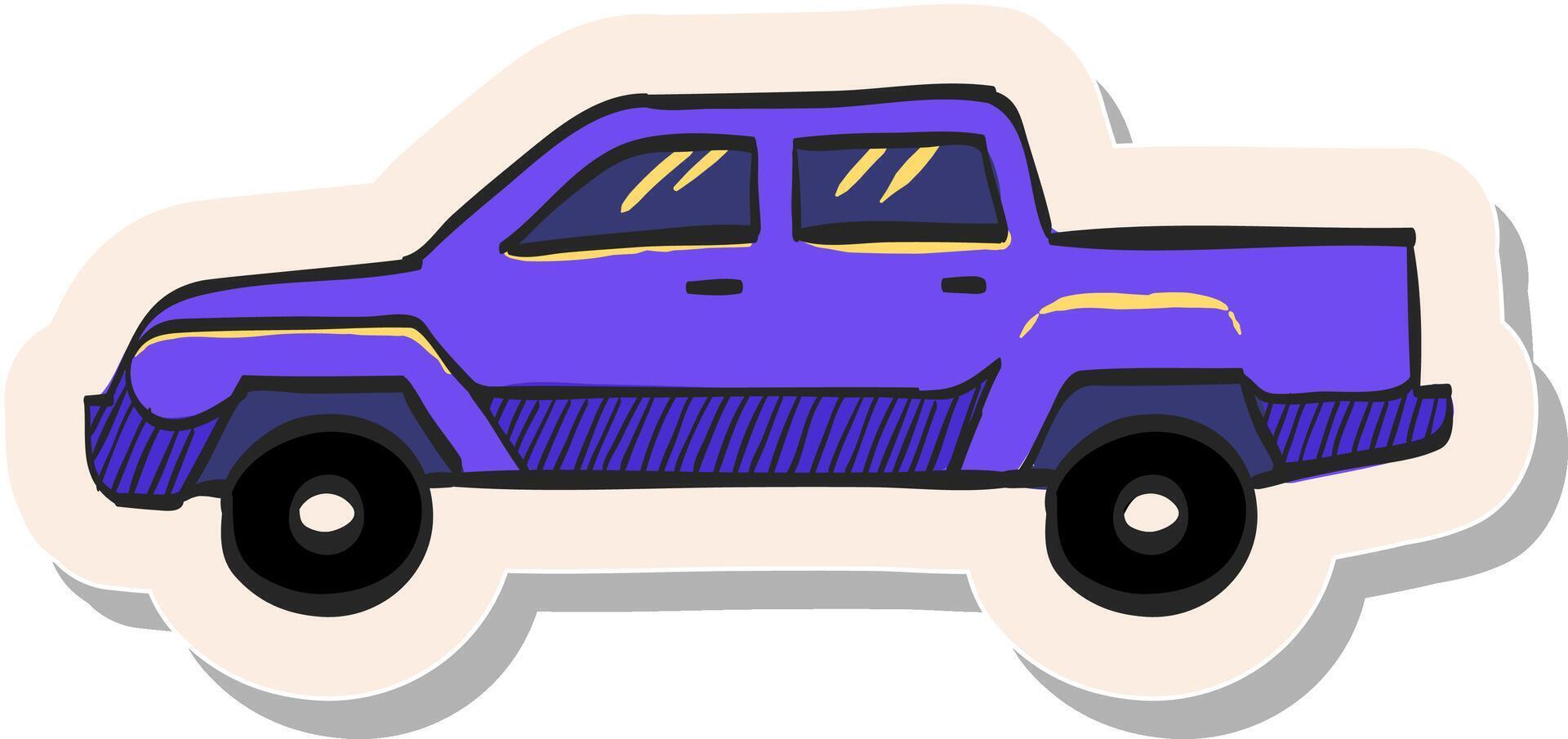 mano dibujado coche icono en pegatina estilo vector ilustración