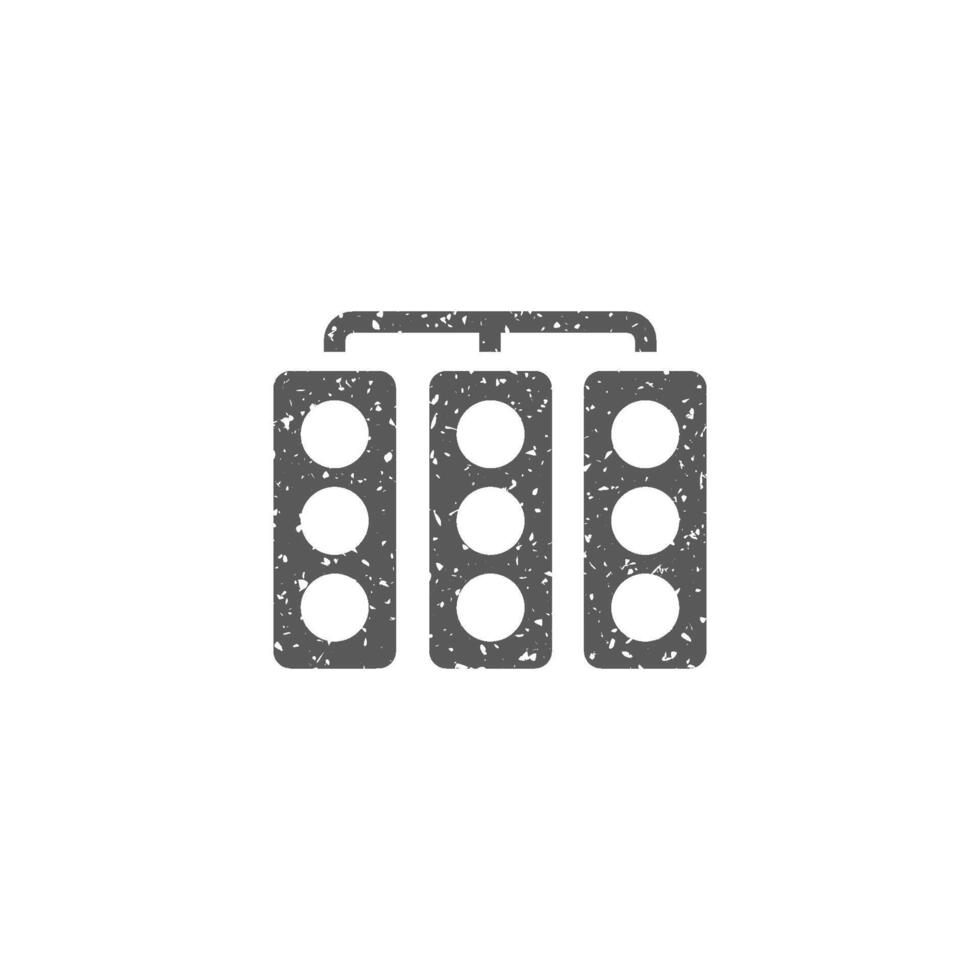 Red light sign icon in grunge texture vector illustration
