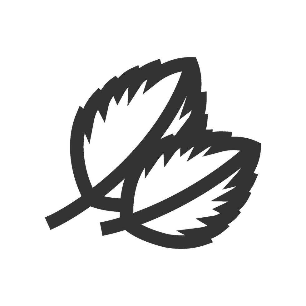 Basil leaves icon in thick outline style. Black and white monochrome vector illustration.