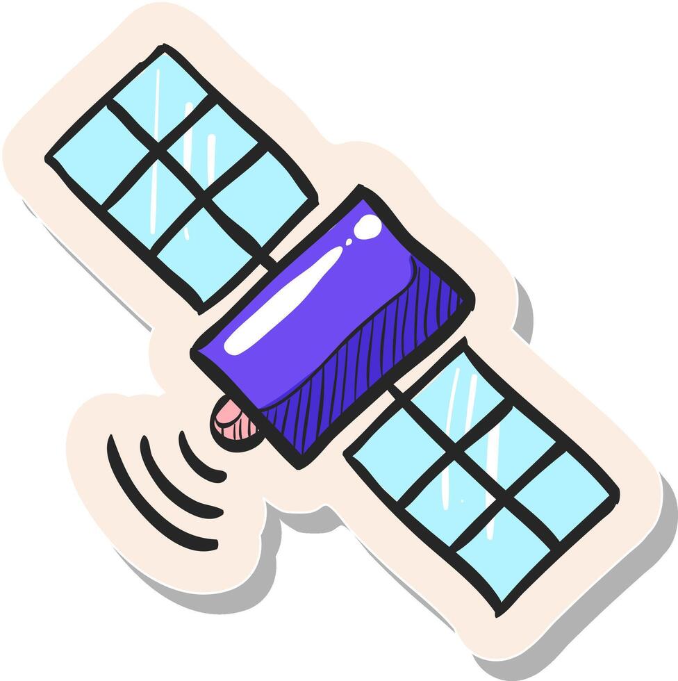 Hand drawn Satellite receiver icon in sticker style vector illustration