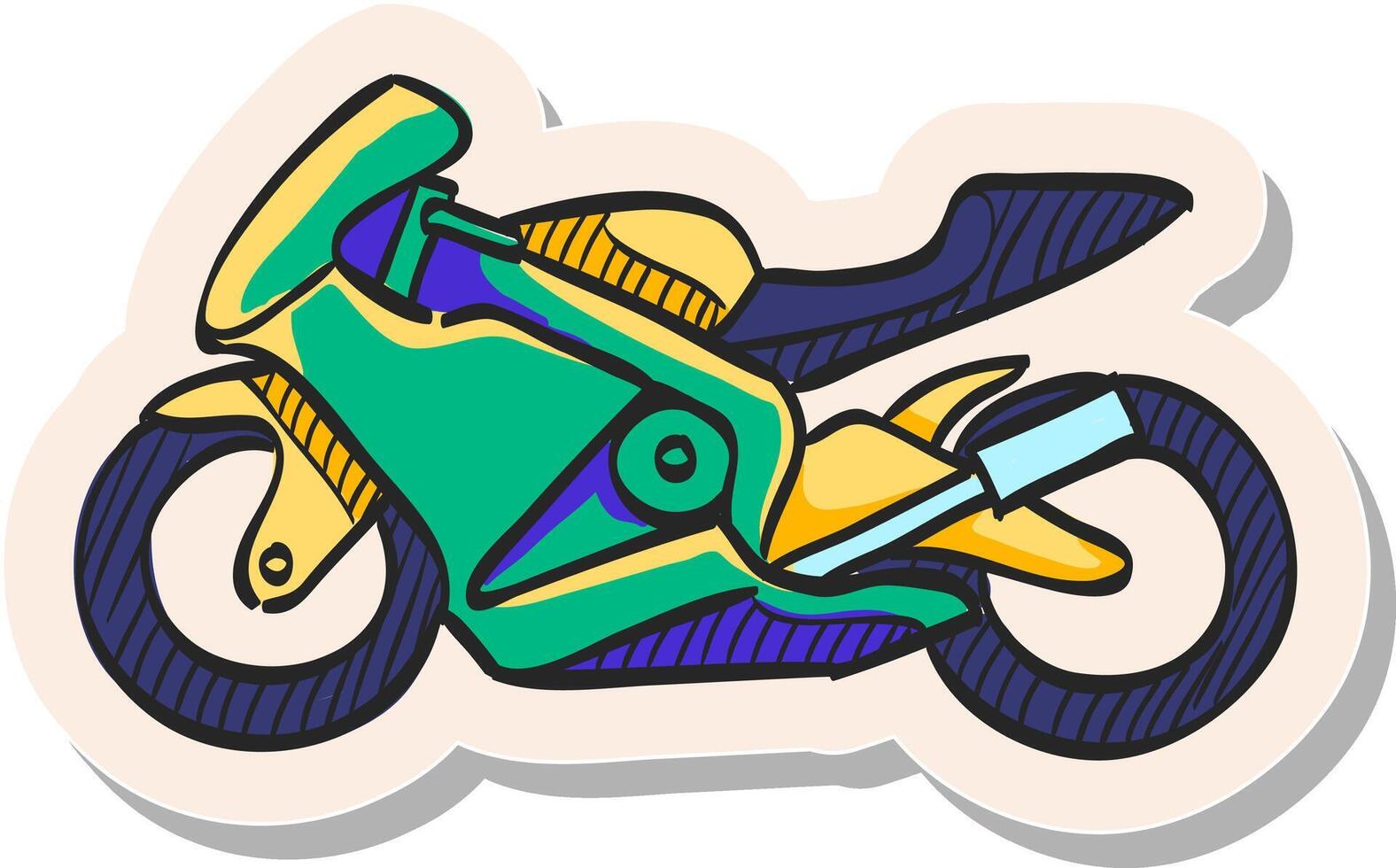 Hand drawn Motorcycle icon in sticker style vector illustration