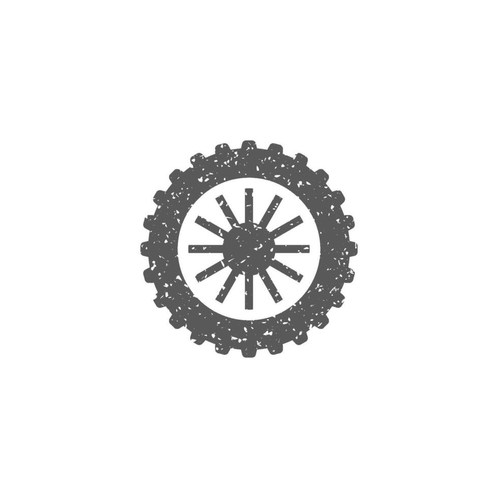 Motorcycle tire icon in grunge texture vector illustration