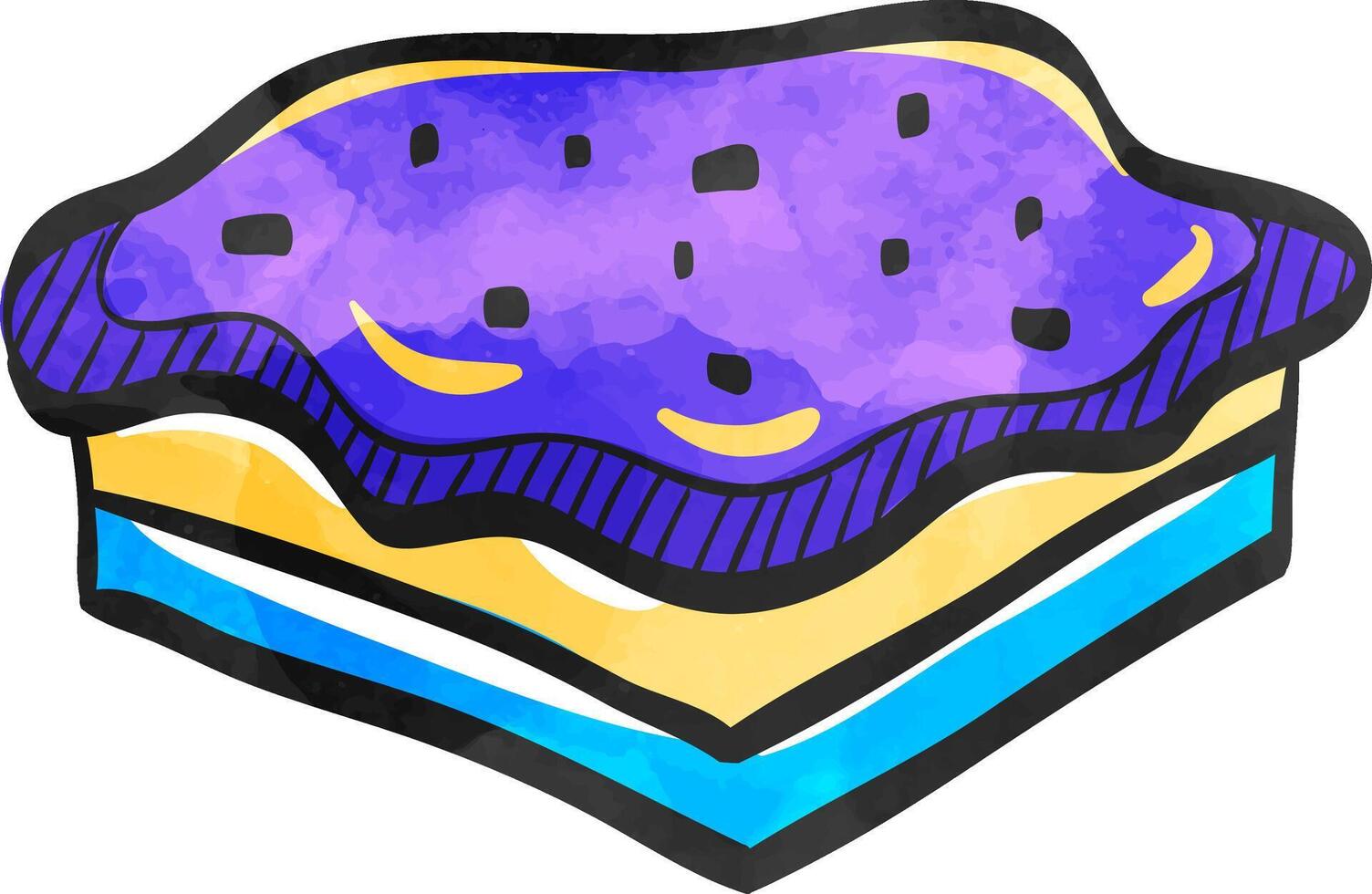 Cake icon in color drawing. Food sweet delicious glazed chocolate dessert vector