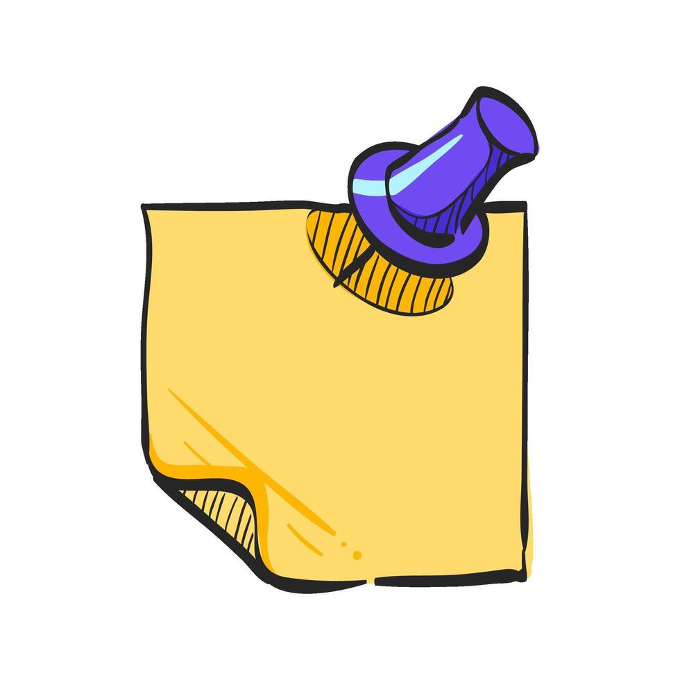 Sticky note icon in hand drawn color vector illustration
