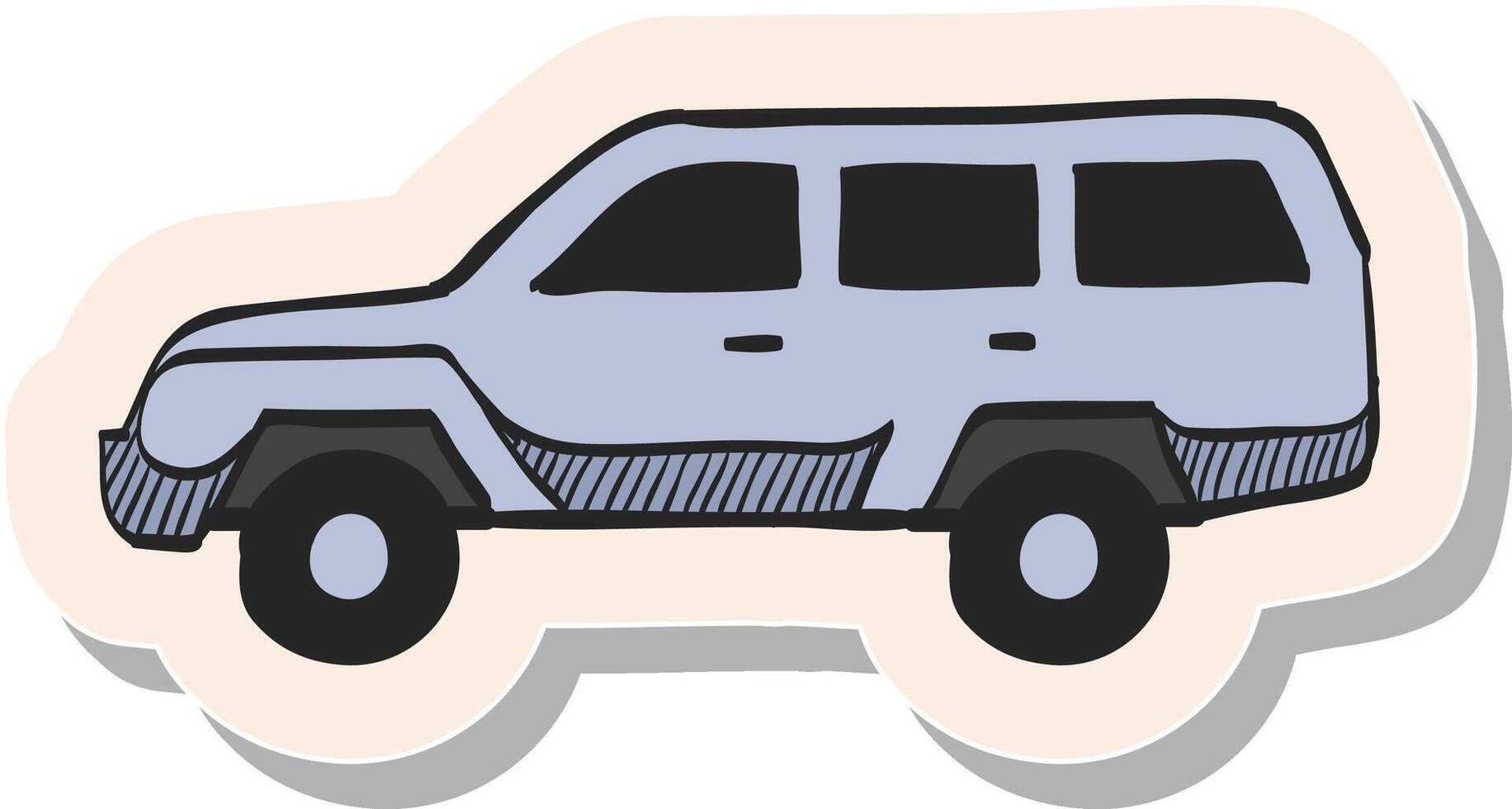 Hand drawn Military vehicle icon in sticker style vector illustration