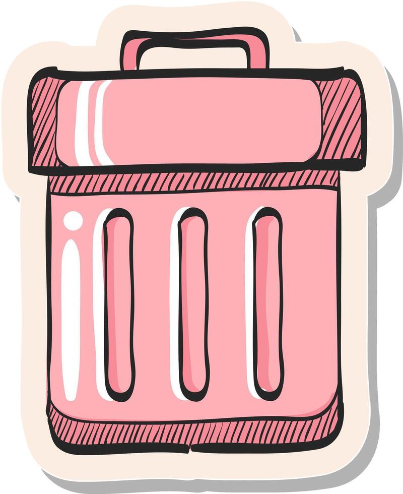 Hand drawn sticker style icon Trash bin vector