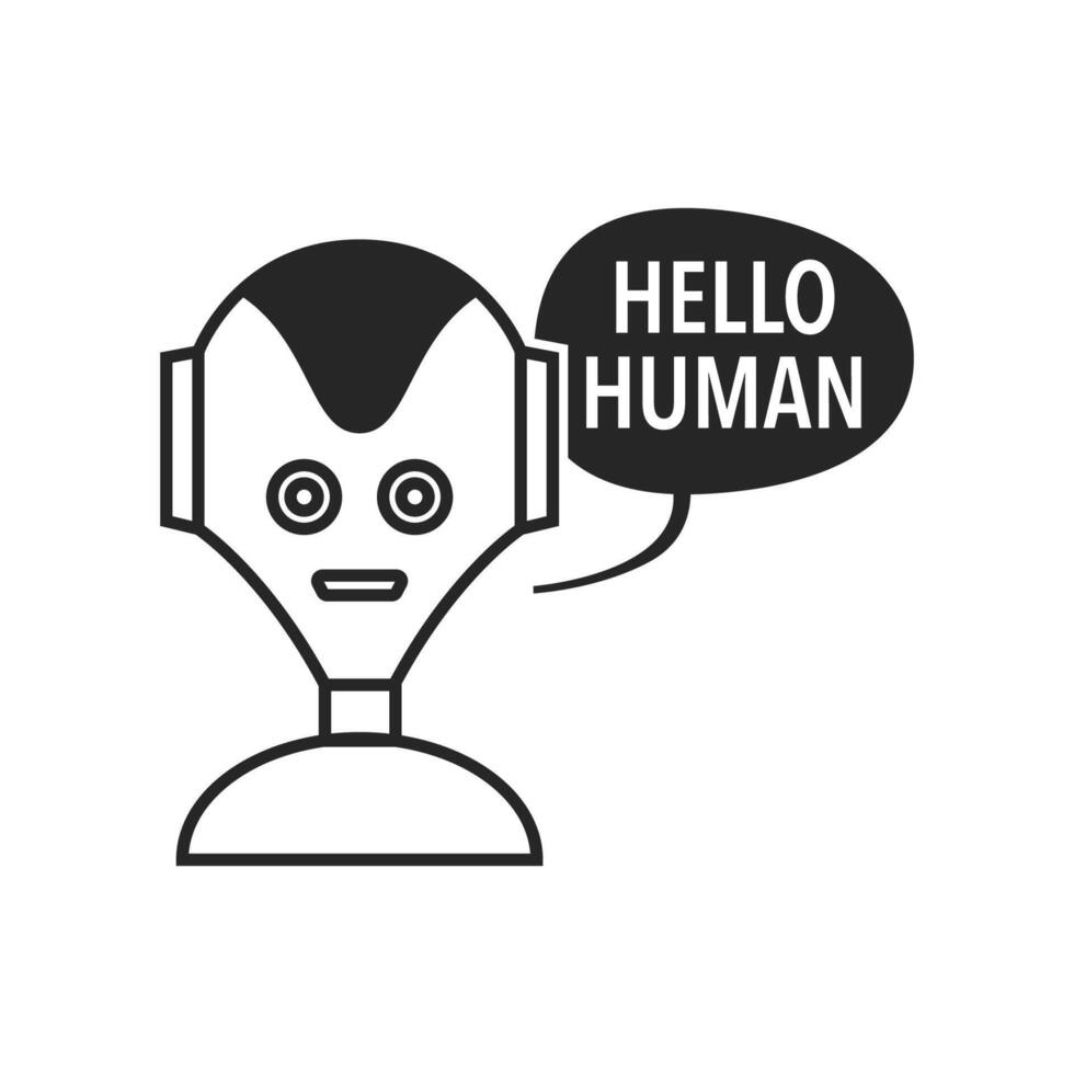 Robot icon in black and white vector