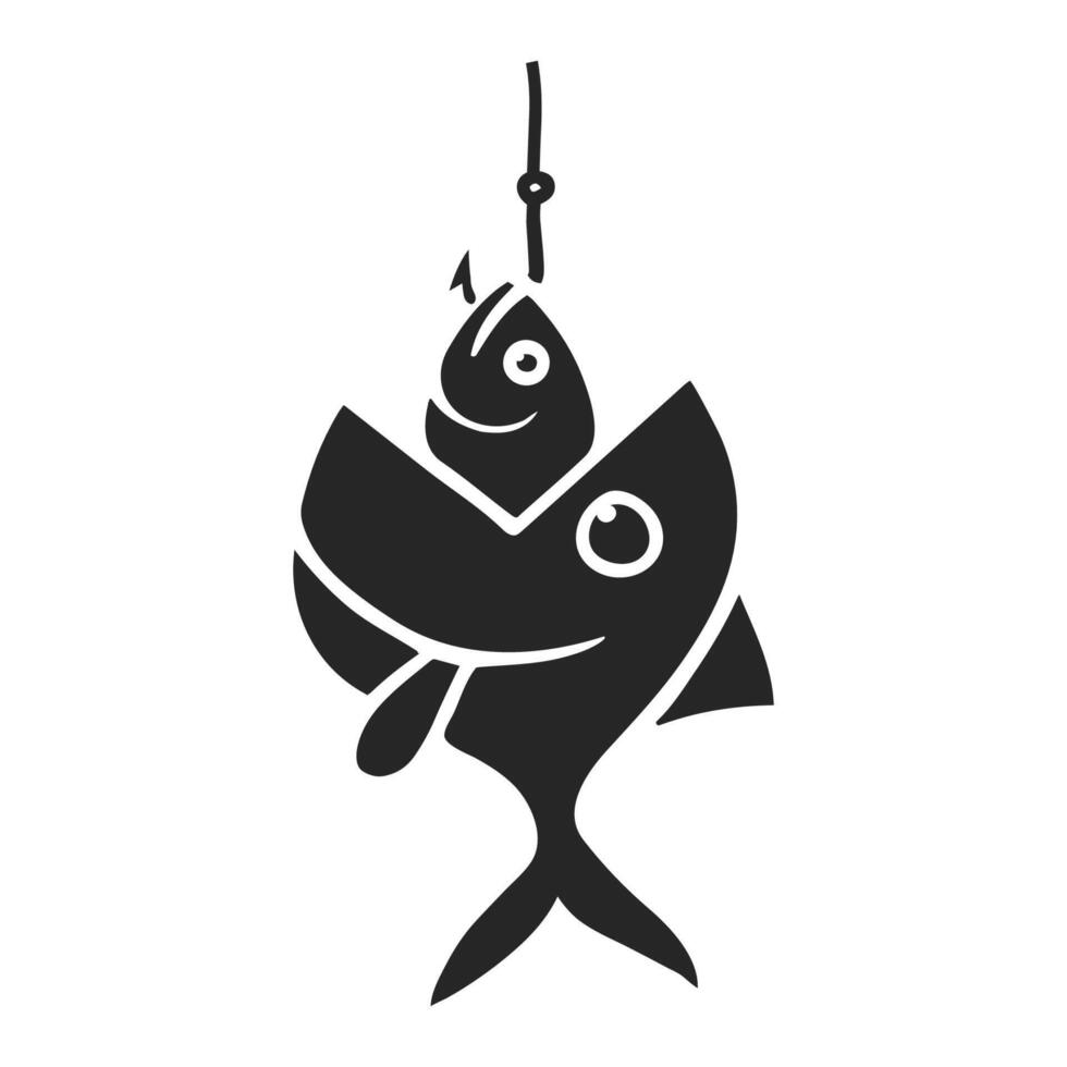 Hand drawn fish eating bait vector illustration