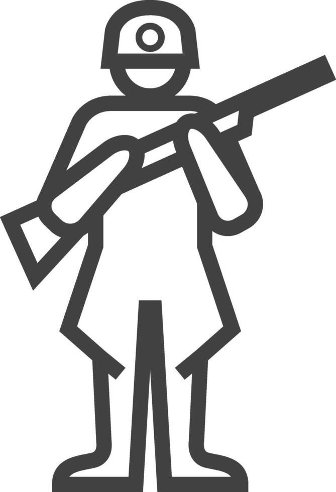 World War army icon in thick outline style. Black and white monochrome vector illustration.