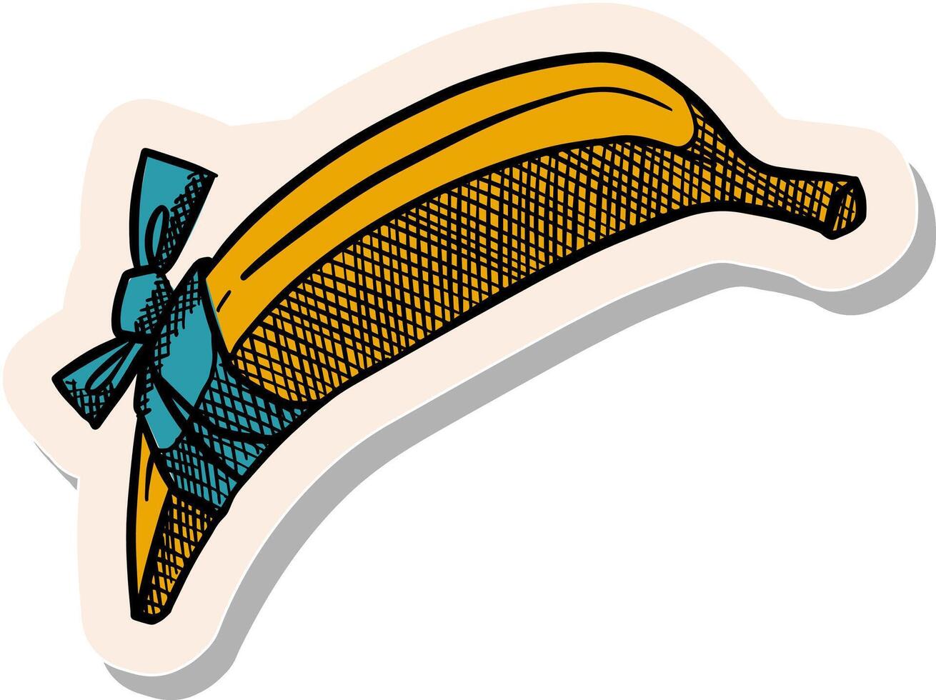 Hand drawn banana with bandage in sticker style vector illustration