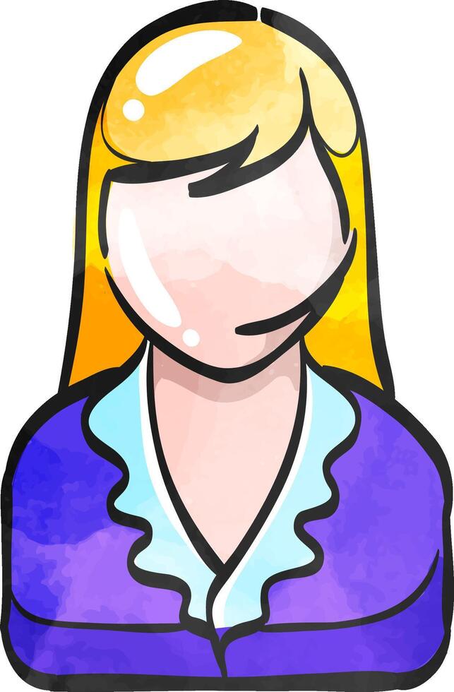 Female receptionist icon in color drawing. Call center, help desk, support vector