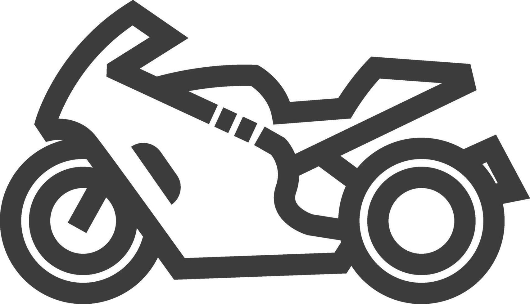 Motorcycle icon in thick outline style. Black and white monochrome vector illustration.