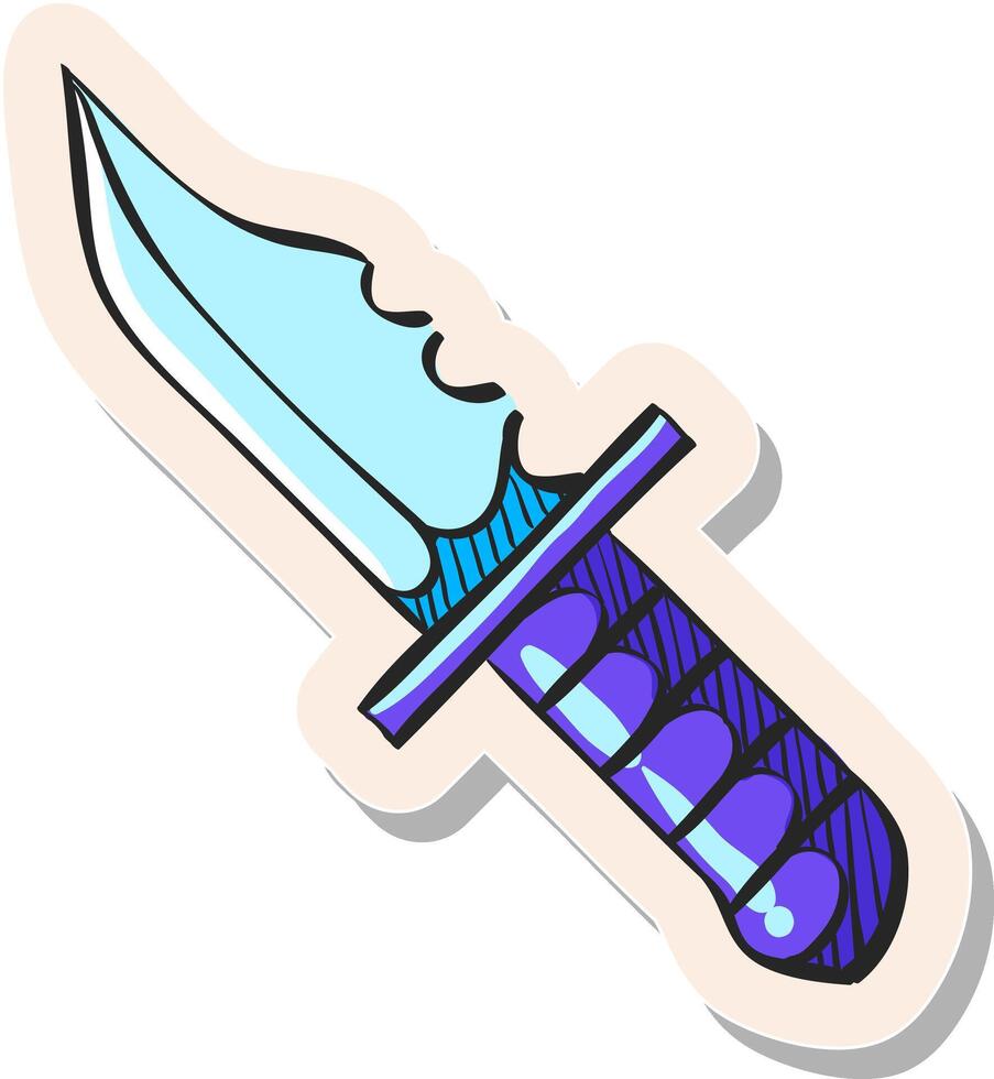 mano dibujado cuchillo icono en pegatina estilo vector ilustración