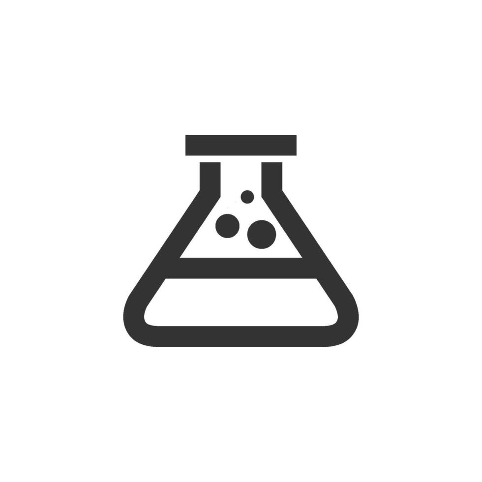 Beaker icon in thick outline style. Black and white monochrome vector illustration.