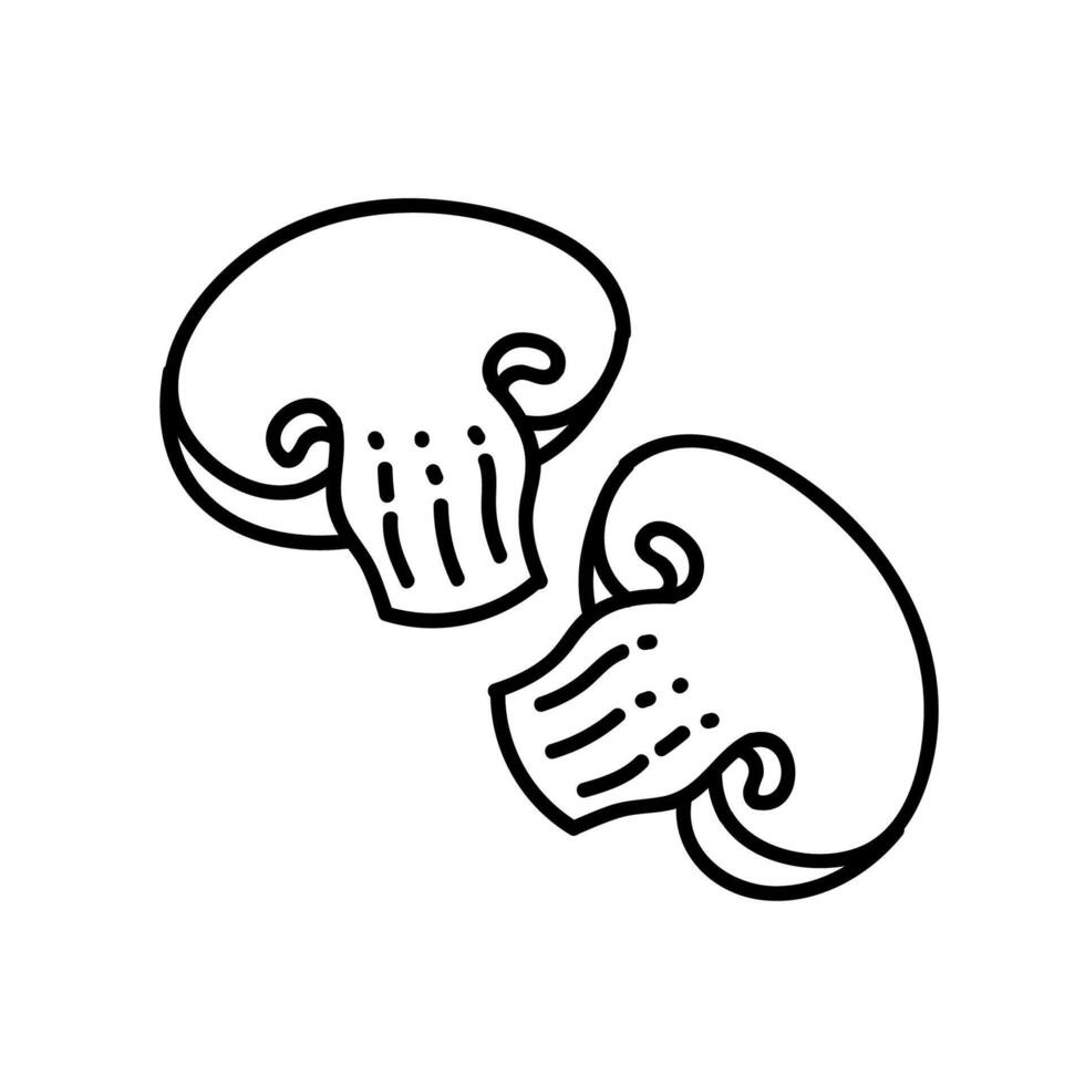 Sliced mushroom icon. Hand drawn vector illustration.