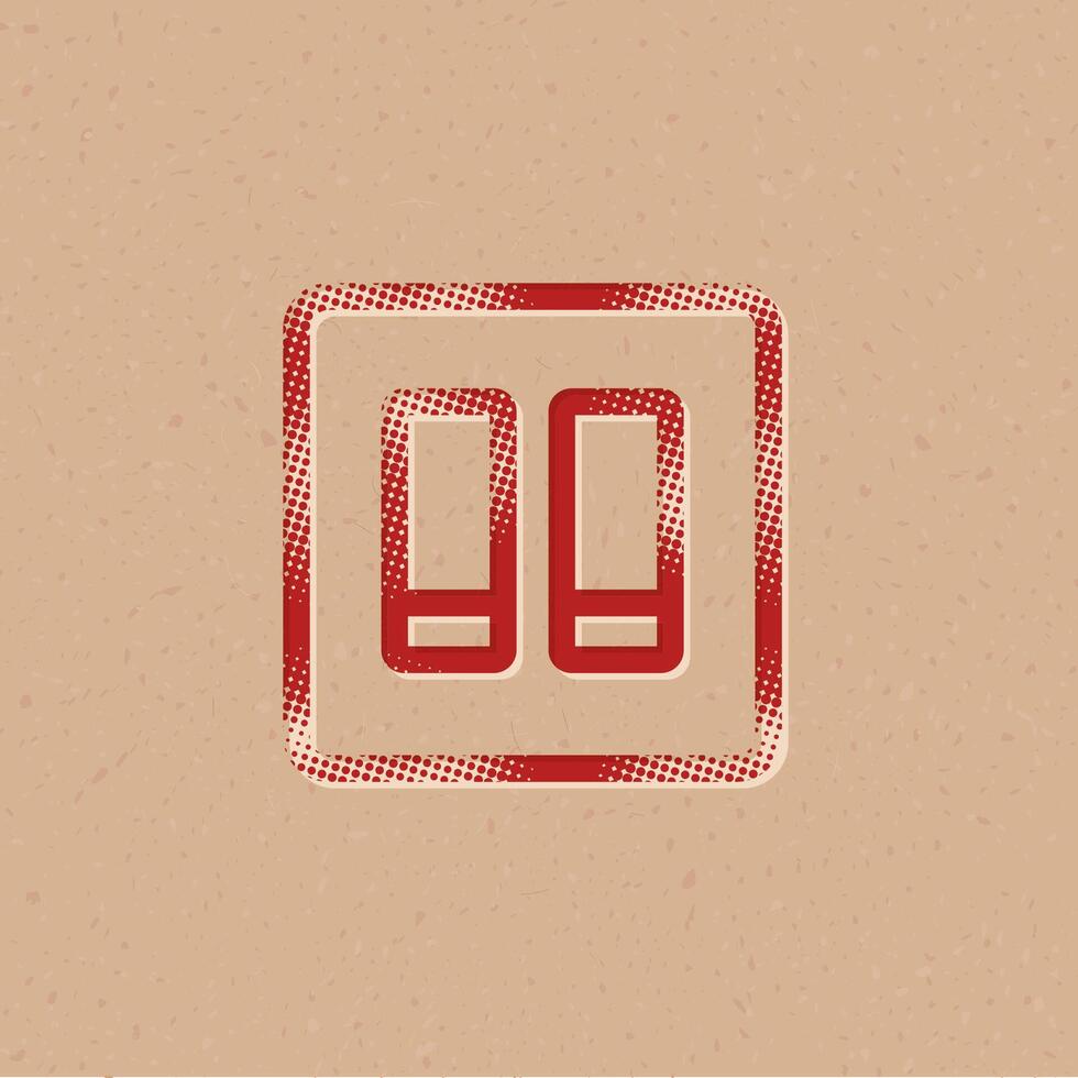 Electric switch halftone style icon with grunge background vector illustration