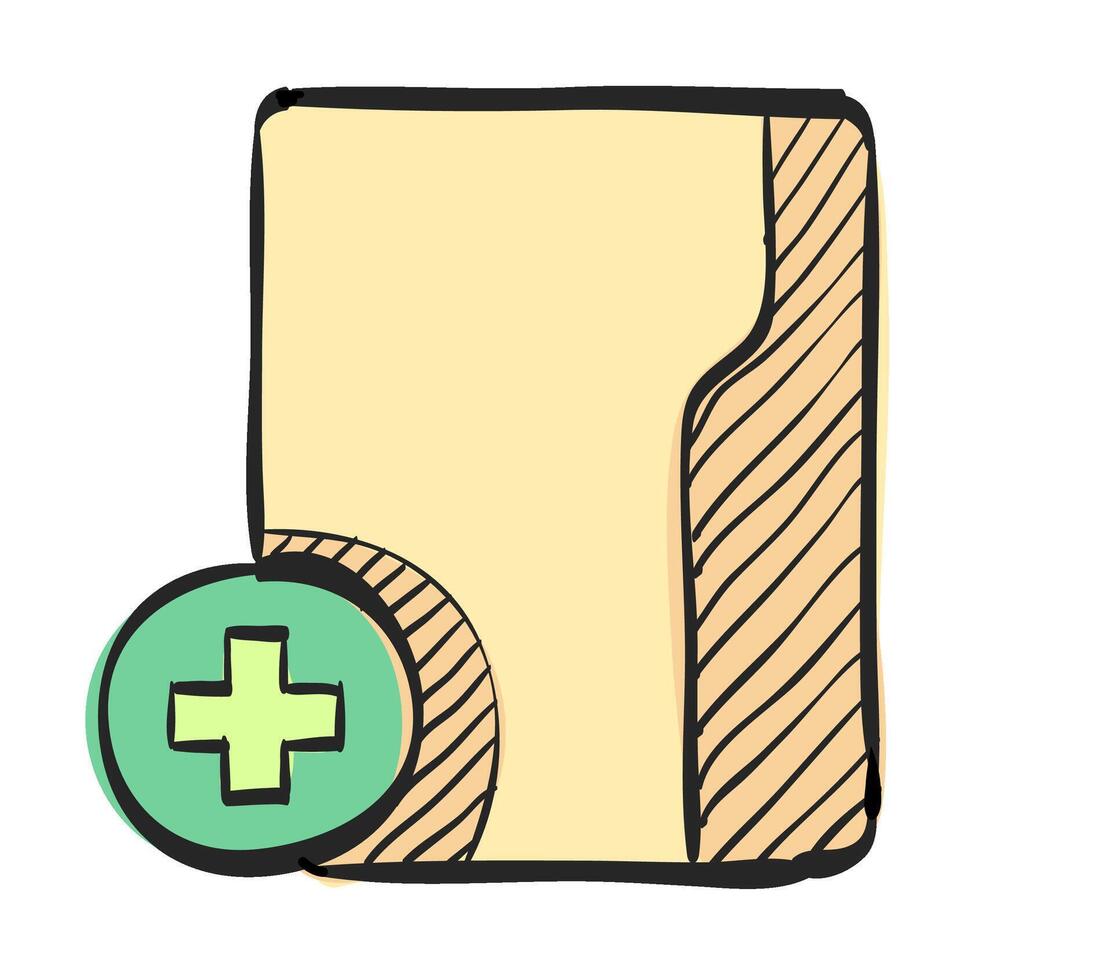 Folder icon in hand drawn color vector illustration