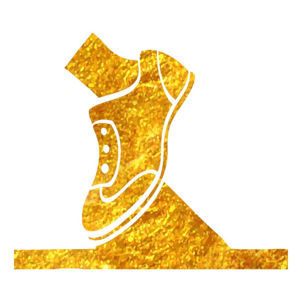 Hand drawn Starting block icon in gold foil texture vector illustration