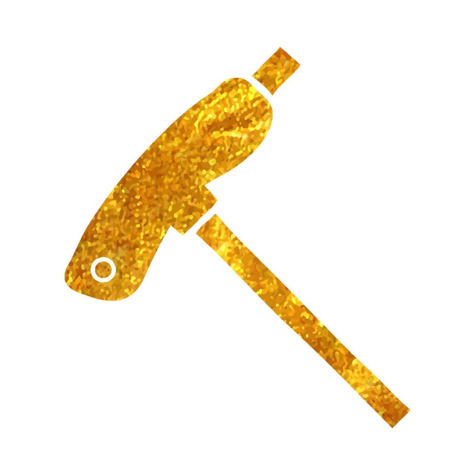 Hand drawn Allen key icon in gold foil texture vector illustration