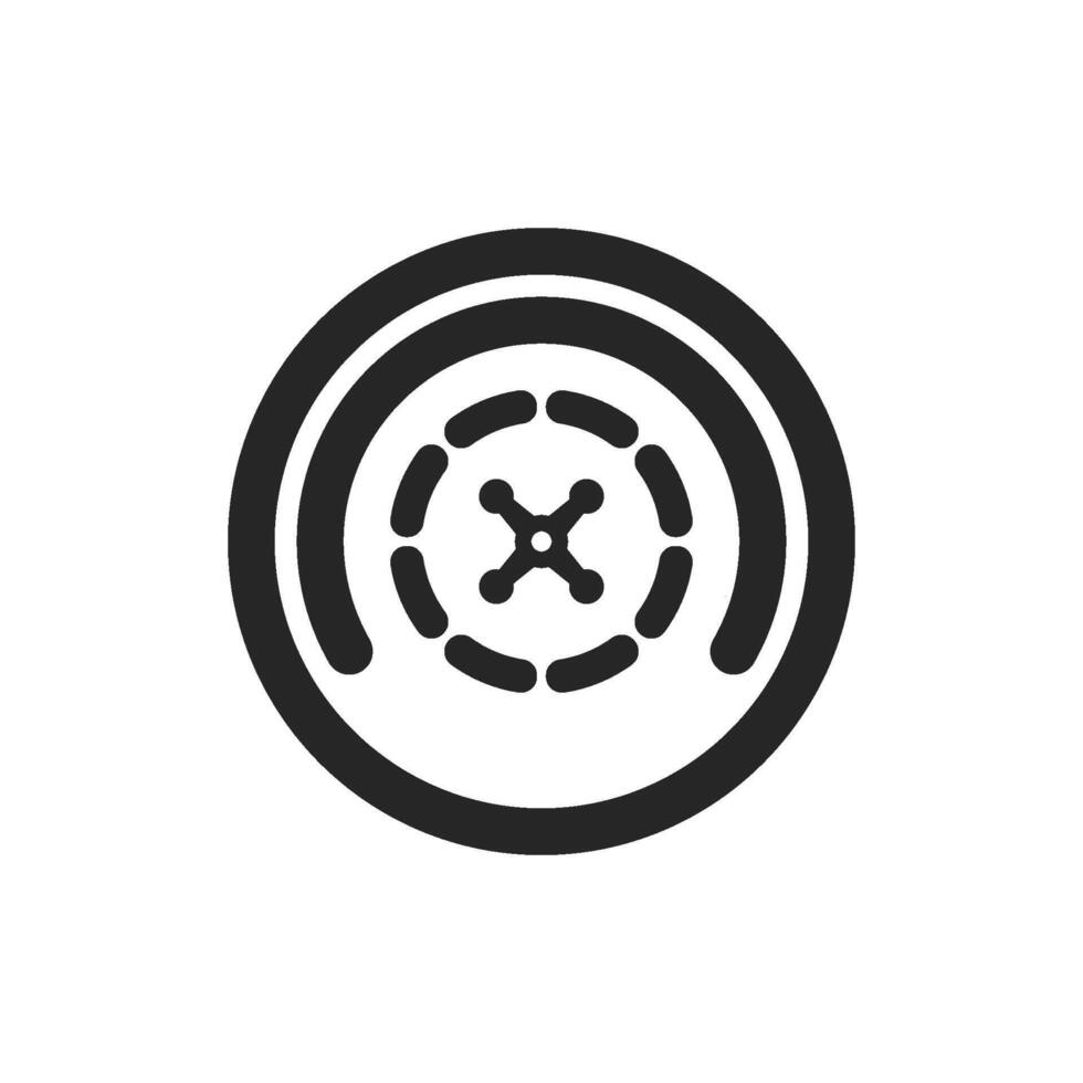 Roulette table icon in thick outline style. Black and white monochrome vector illustration.