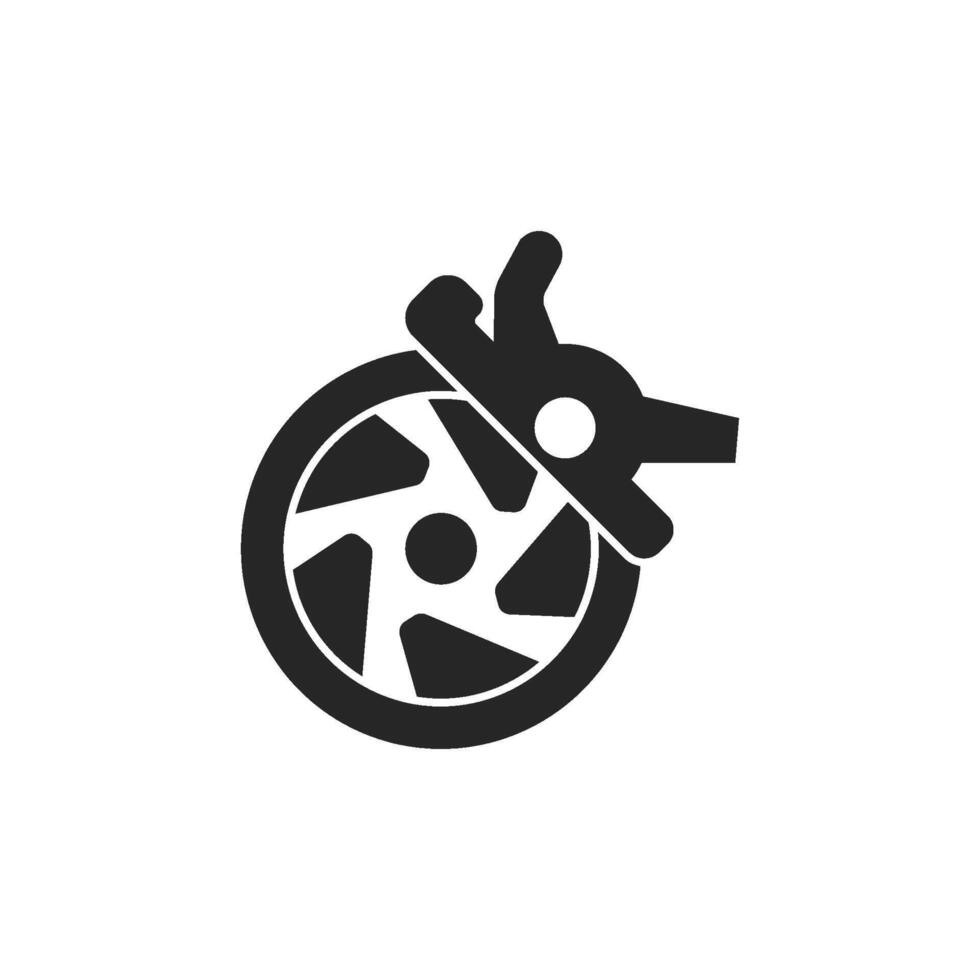 Bicycle brake icon in thick outline style. Black and white monochrome vector illustration.