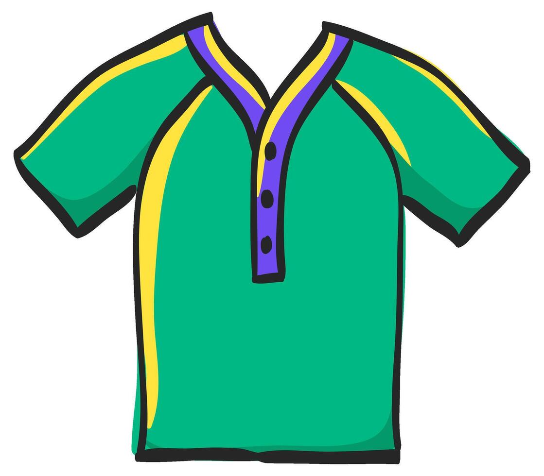 Baseball jersey icon in hand drawn color vector illustration