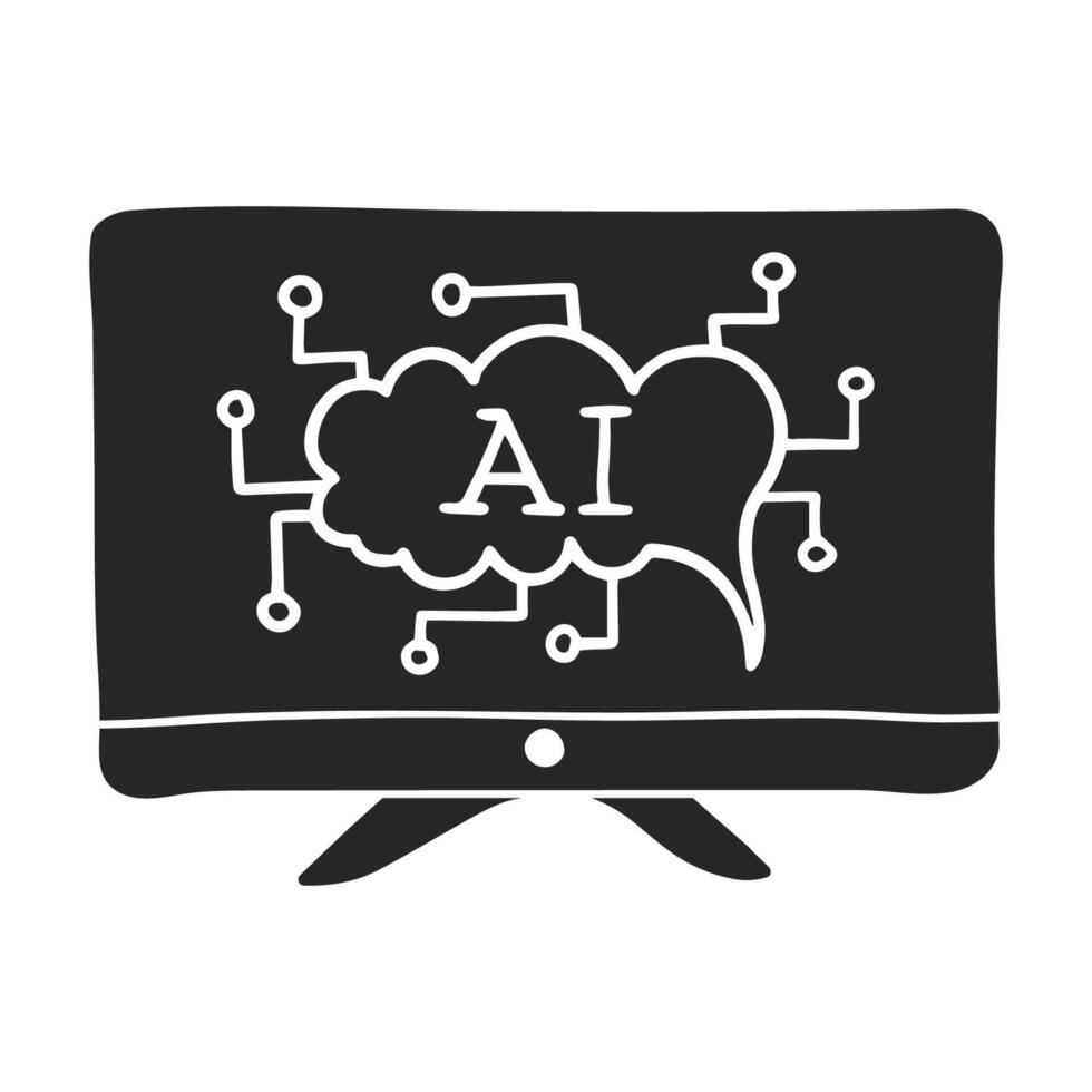 Hand drawn artificial intelligence concept vector illustration