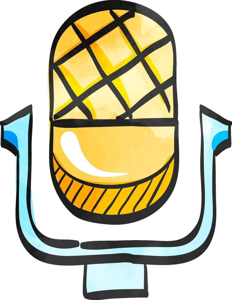 Microphone icon in watercolor style. vector