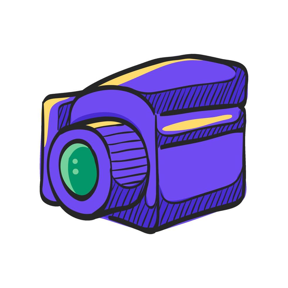 cámara icono en mano dibujado color vector ilustración