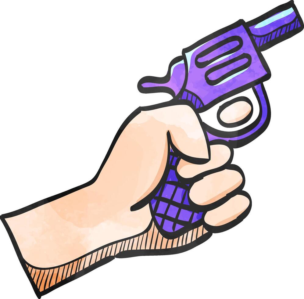 Starting gun icon in watercolor style. vector