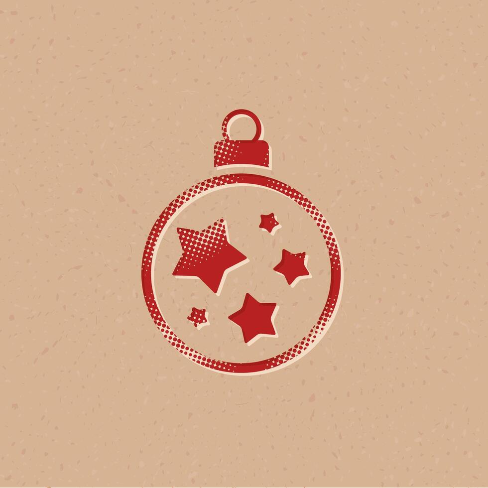 Christmas ball halftone style icon with grunge background vector illustration