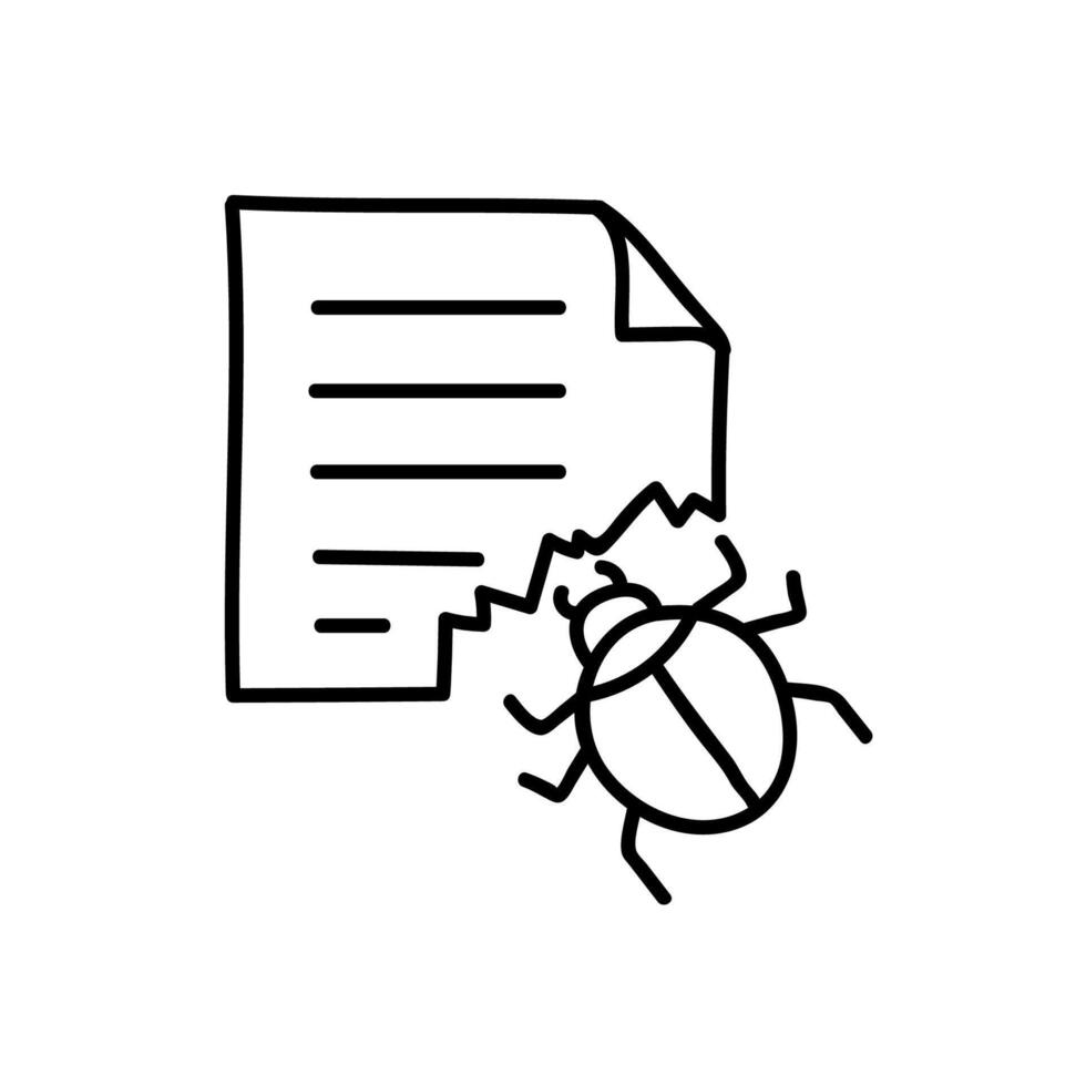 Computer bug icon. Hand drawn vector illustration. Editable line stroke.