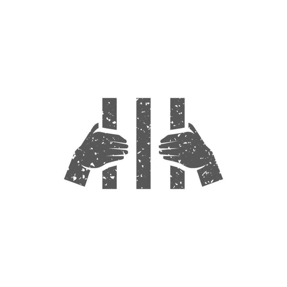 Jail icon in grunge texture vector illustration