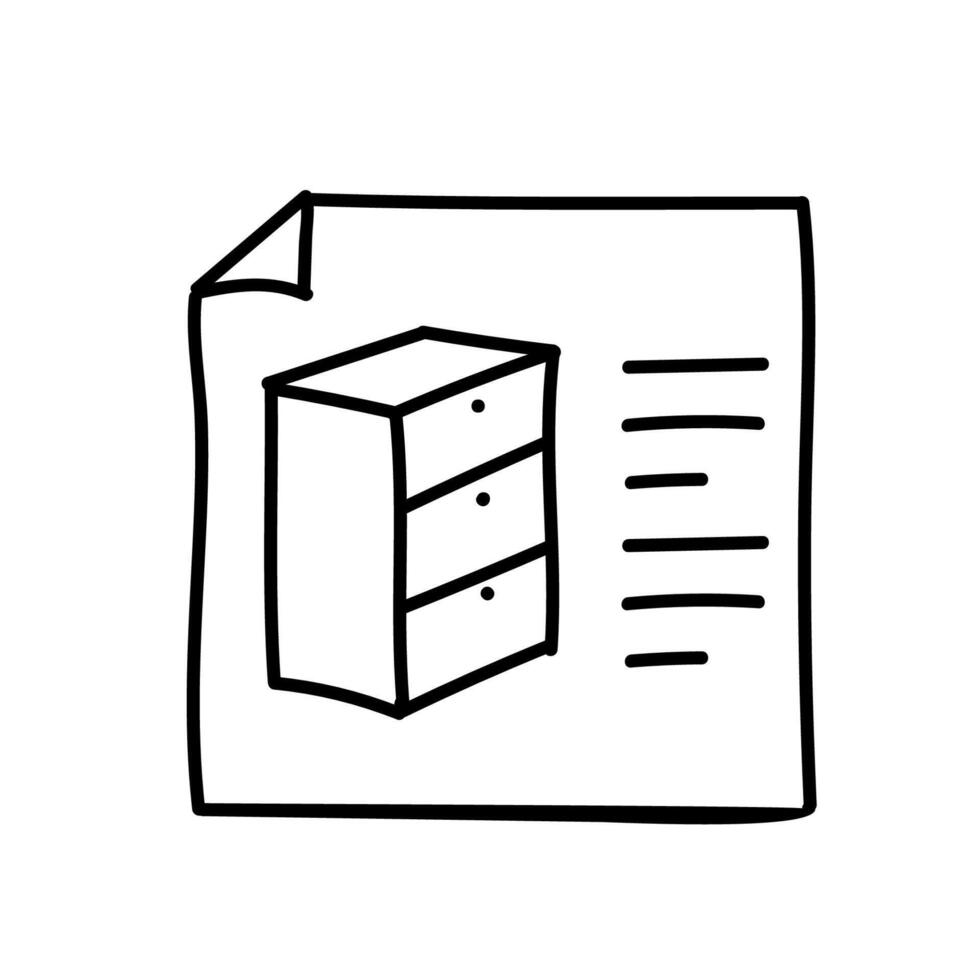 Woodworking design on paper icon. Hand drawn vector illustration. Editable line stroke