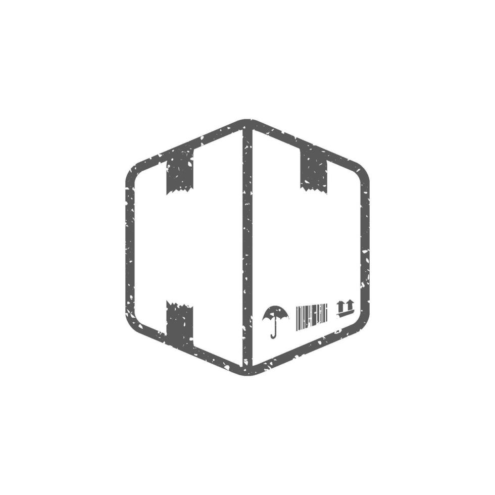 logístico caja icono en grunge textura vector ilustración