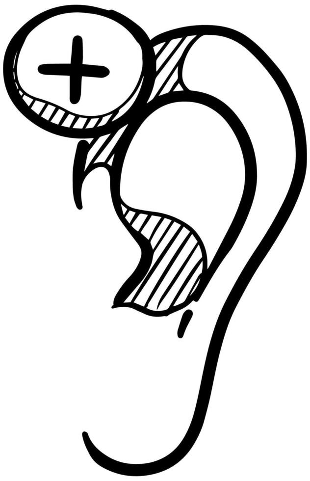 Hearing aid hand drawn. Vector illustration.