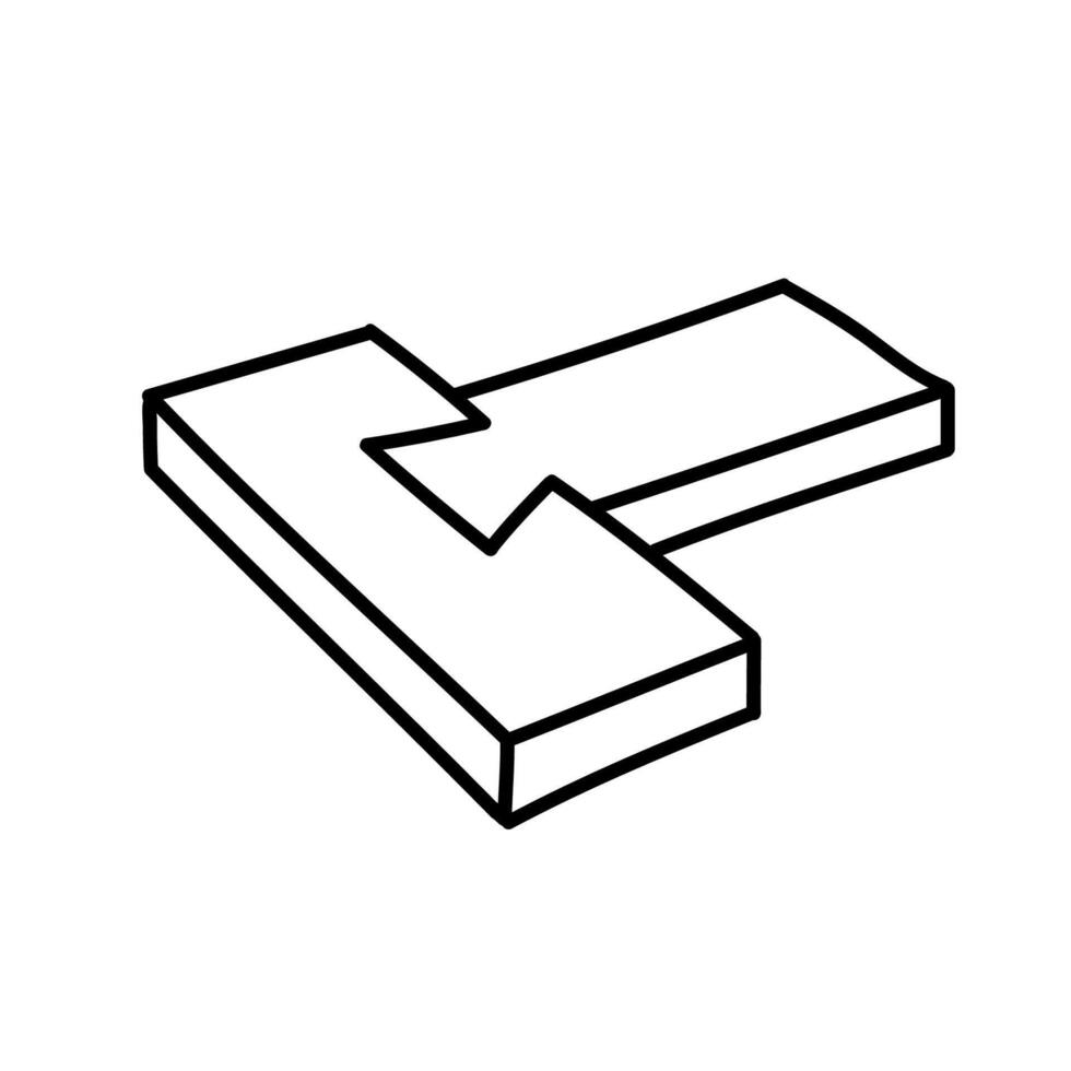 Wood joint icon. Hand drawn vector illustration. Editable line stroke