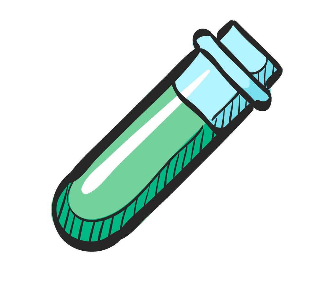 Test tube icon in hand drawn color vector illustration