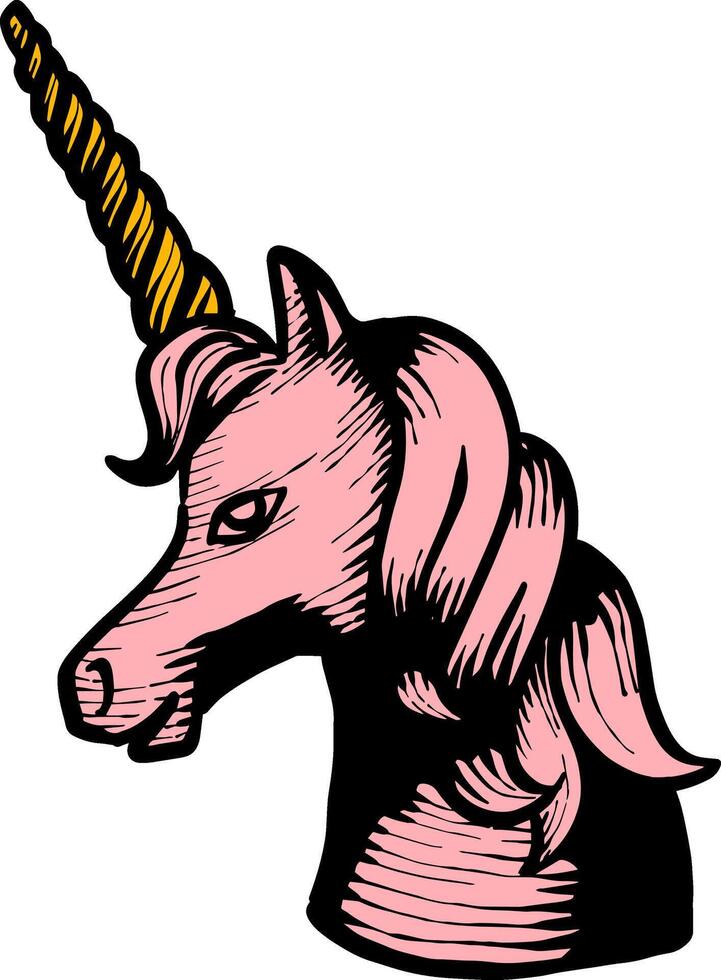 Hand drawn unicorn animal color vector illustration