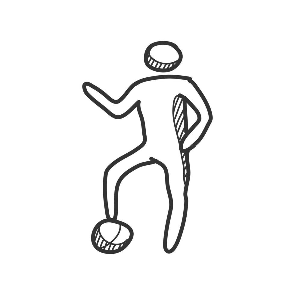 Football player icons in hand drawn doodle vector
