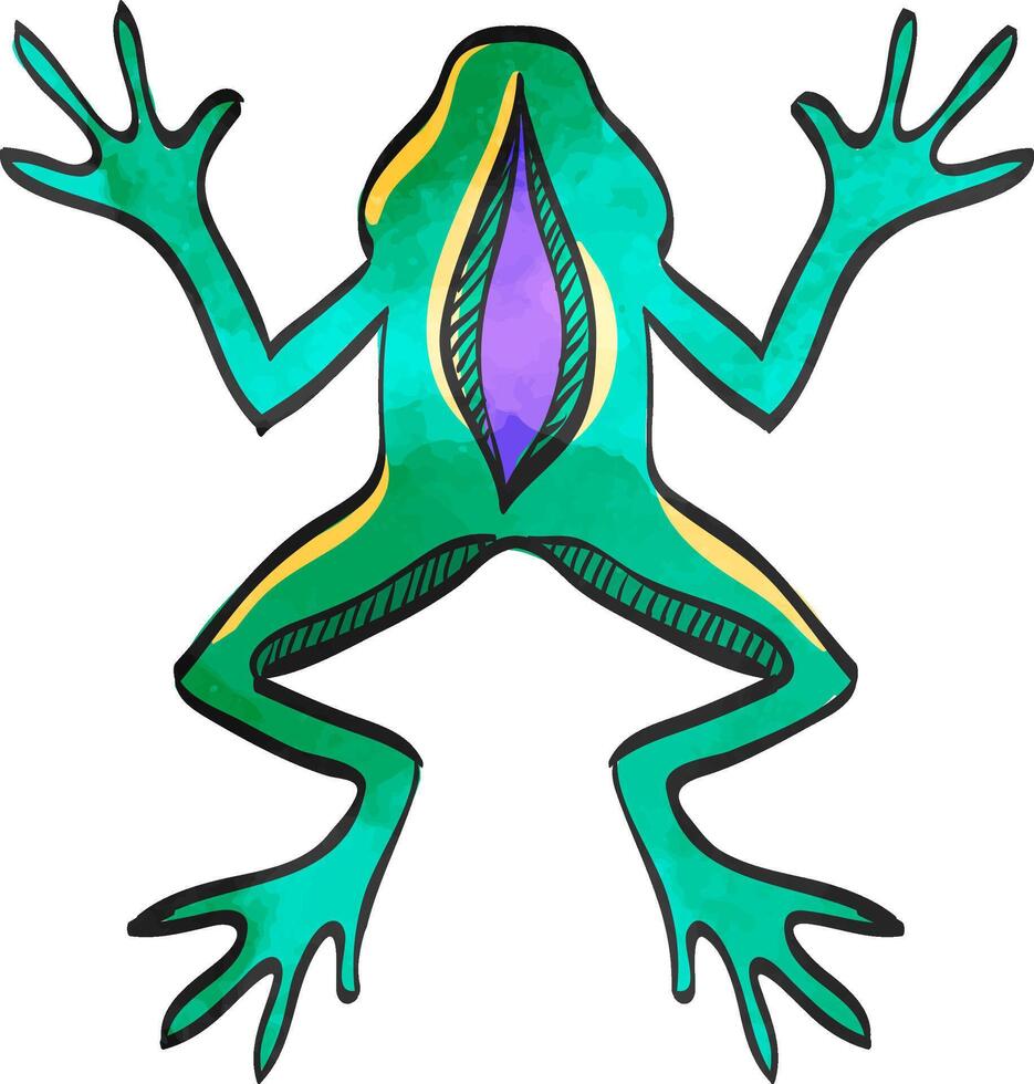 Lab frog icon in color drawing. School experiment biology lesson study vector