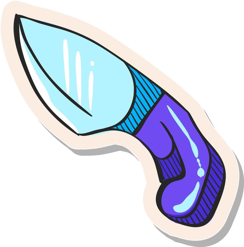 mano dibujado cuchillo icono en pegatina estilo vector ilustración