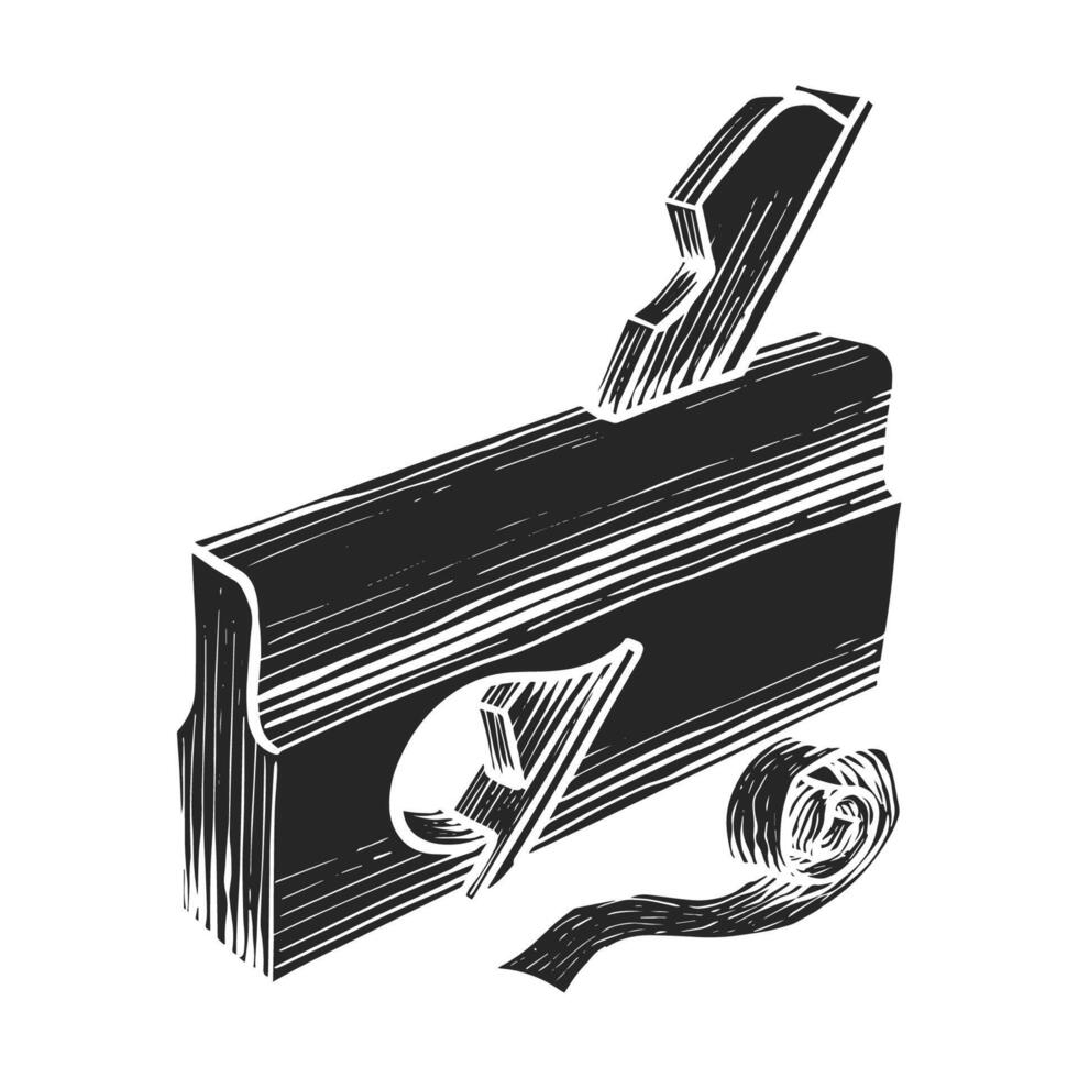 Hand drawn rabbet plane icon woodworking tool vector illustration