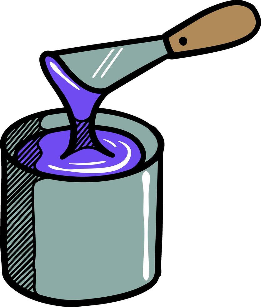 Paint bucket icon  style hand drawn color vector illustration